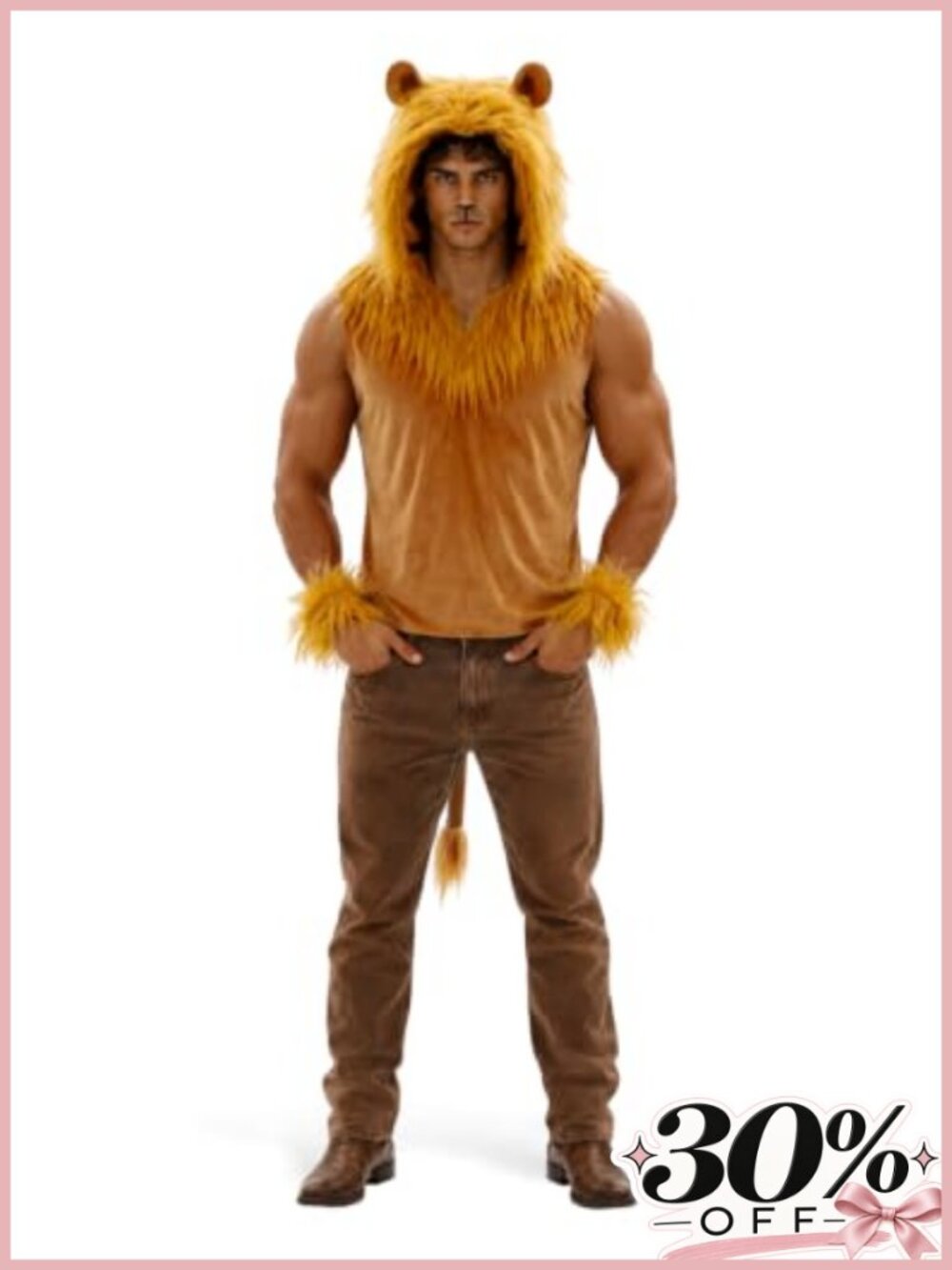 Men's Lion Costume Adult King of the Jungle with Mane Tail